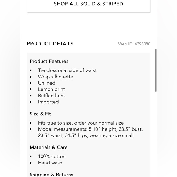 SOlLID & STRIPED - NWOT Lemon Mini ruffle  Skirt - x small - Picture 2 of 2